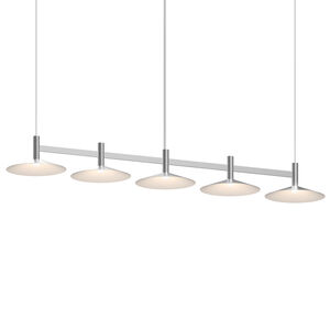Systema Staccato LED 57 inch Satin Aluminum Linear Pendant Ceiling Light, Shallow Cone Shades