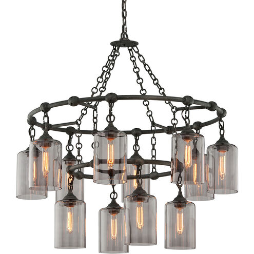 Gotham 12 Light 38.25 inch Aged Pewter Chandelier Ceiling Light