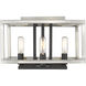 Quadra 4 Light 13 inch Brushed Nickel and Black Flush Mount Ceiling Light in 5.15