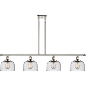 Ballston Large Bell 4 Light 48 inch Polished Nickel Island Light Ceiling Light in Seedy Glass