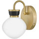 Lucy 1 Light 7.75 inch Lacquered Brass with Black Bath Light Wall Light