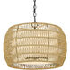 Everly 4 Light 19 inch Matte Black Pendant Ceiling Light in Natural Rattan