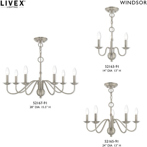 Windsor 3 Light 14 inch Brushed Nickel Mini Chandelier Ceiling Light