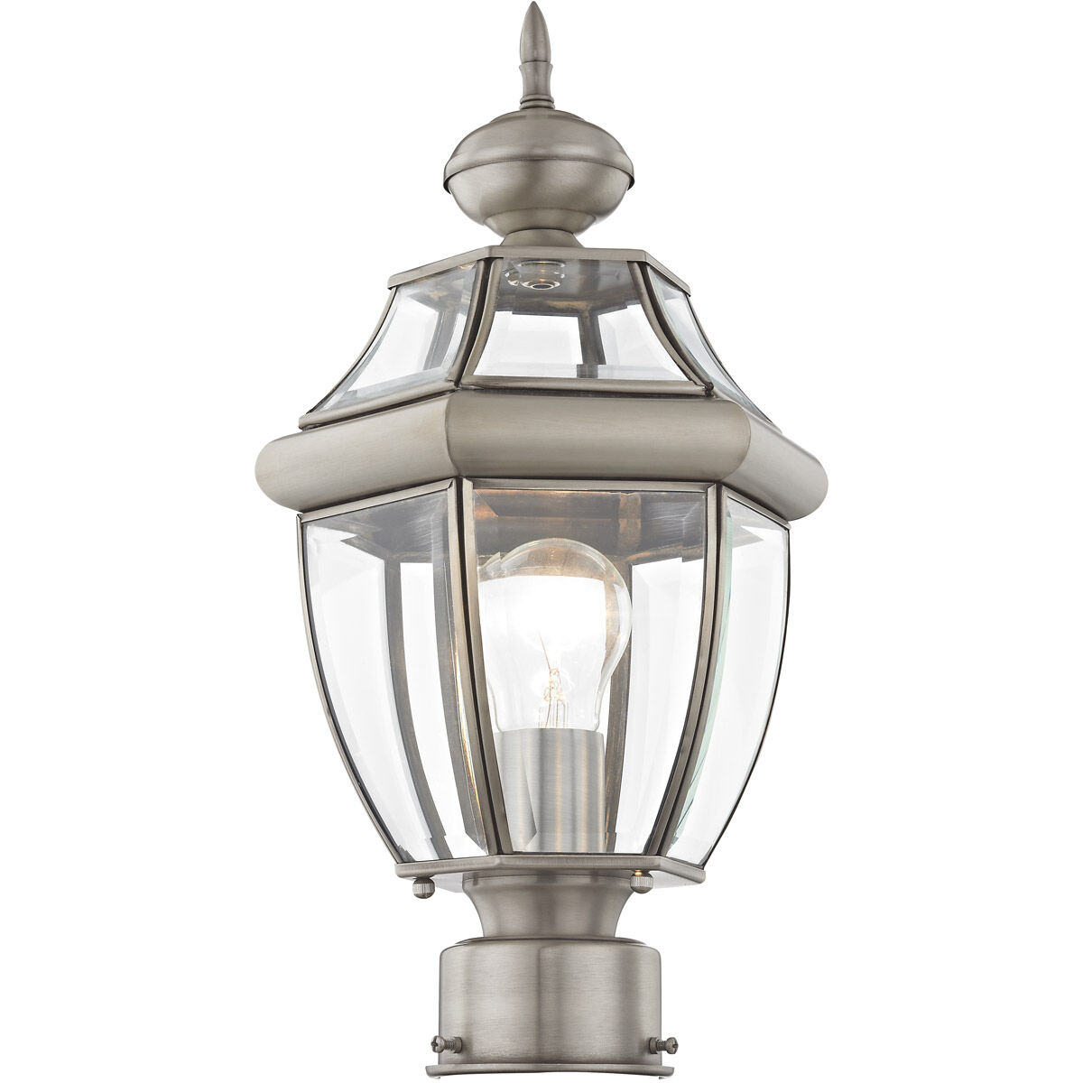 Monterey 1 Light 17 inch Brushed Nickel Outdoor Post Top Lantern