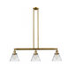 Franklin Restoration Large Cone LED 40 inch Brushed Brass Island Light Ceiling Light in Clear Glass, Franklin Restoration