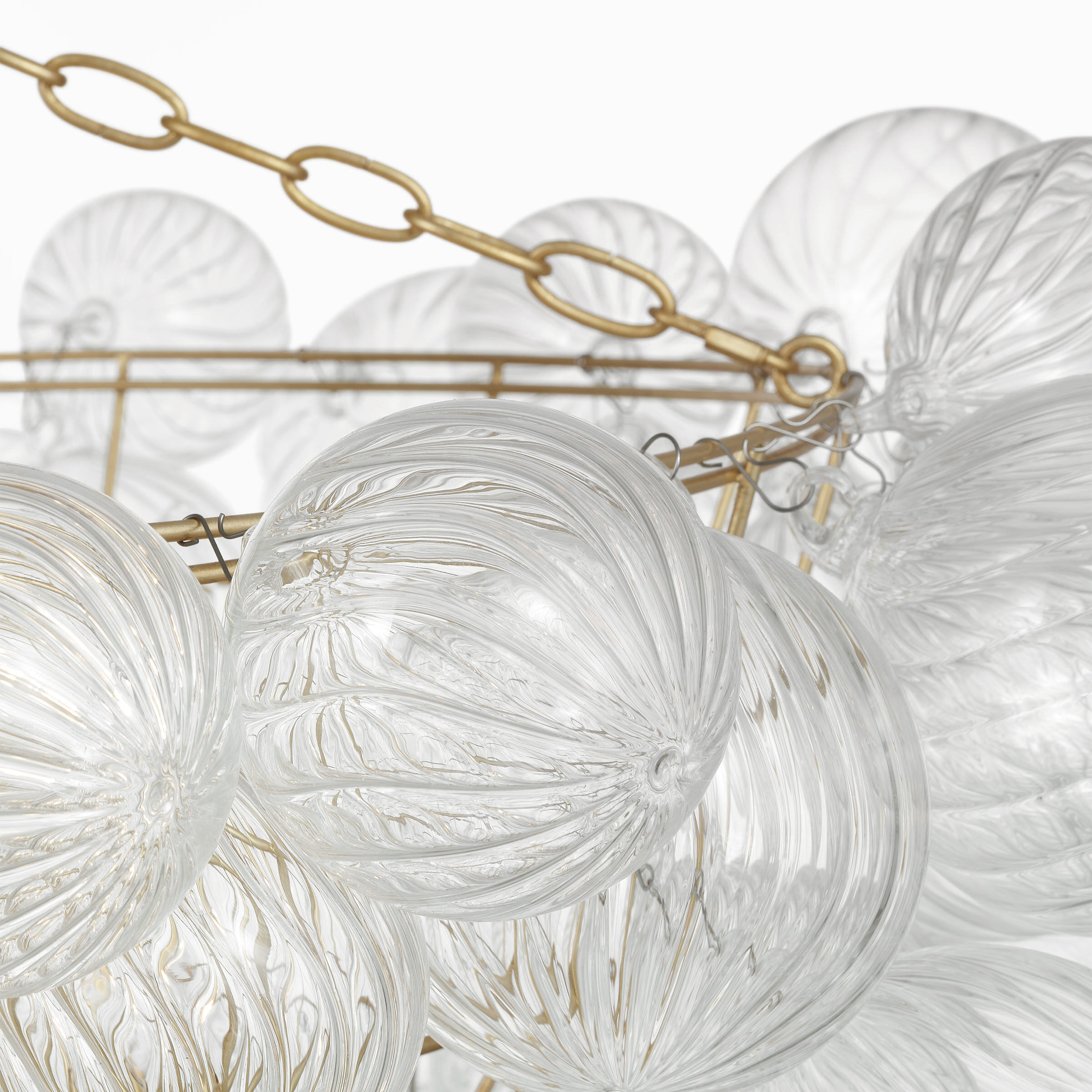 Julie Neill Talia LED 45.5 inch Gild and Clear Swirled Glass Chandelier Ceiling Light