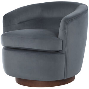 Leigh Upholstery: Medium Gray; Base: Brown Swivel Chair