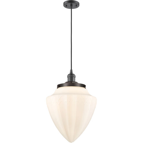 Franklin Restoration Bullet 1 Light 12 inch Oil Rubbed Bronze Mini Pendant Ceiling Light in Incandescent, Matte White