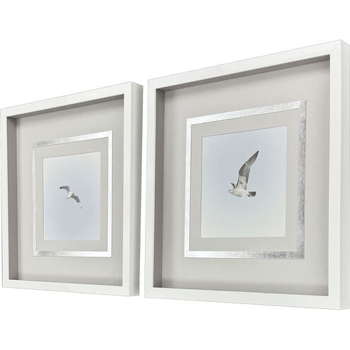 Modern Flight Blue and Gray and Metallic and White Framed Art