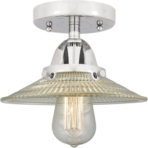 Nouveau 2 Halophane LED 9 inch Polished Chrome Semi-Flush Mount Ceiling Light in Clear Halophane Glass