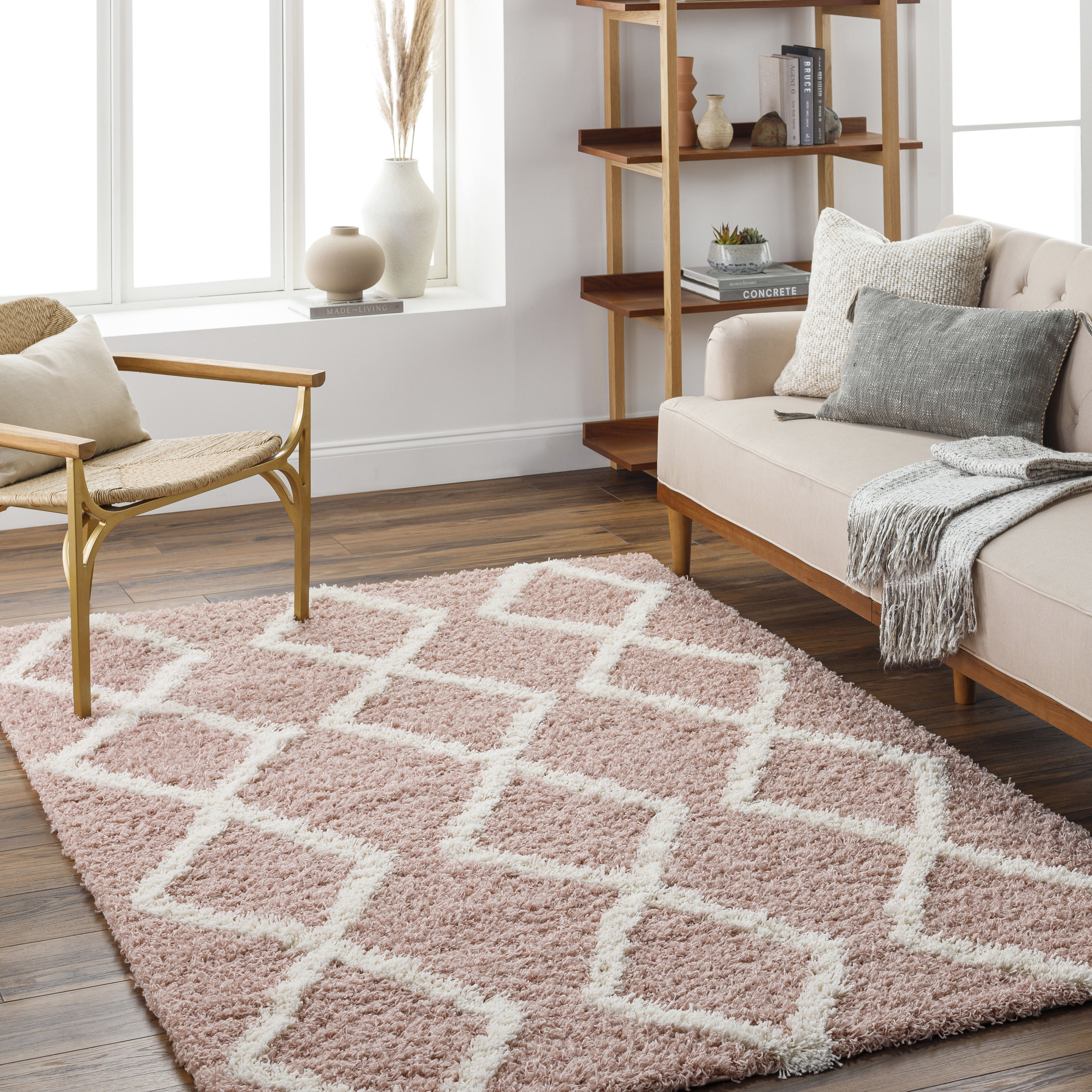 Urban Shag 114 X 79 inch Dusty Pink Rug, Rectangle