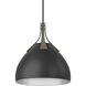 Summit 1 Light 12.8 inch Dark Smoke and Black Pendant Ceiling Light in Dark Smoke/Black