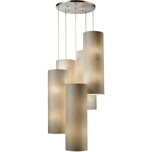 Fabric Cylinders 20 Light 33 inch Satin Nickel Pendant Ceiling Light in Incandescent