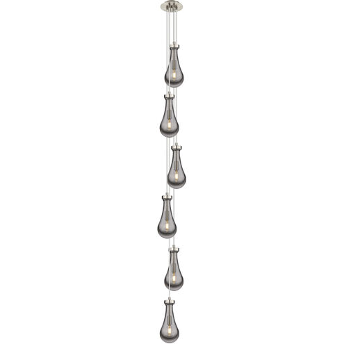 Owego 6 Light 7.13 inch Brushed Satin Nickel Multi Pendant Ceiling Light in Light Smoke Glass, Cord Hung