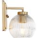 Yep Elliott Vanity Wall Light in Brushed Champagne Brass, Ribbed