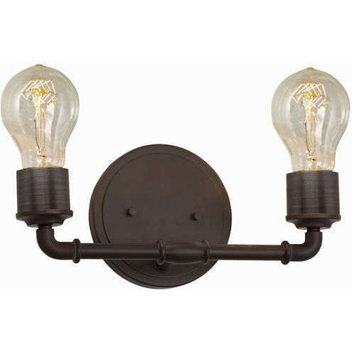 Bronx 2 Light 13 inch Dark Bronze Bath Bar Wall Light