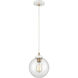 Boudreaux 1 Light 8 inch Matte White with Satin Brass Mini Pendant Ceiling Light
