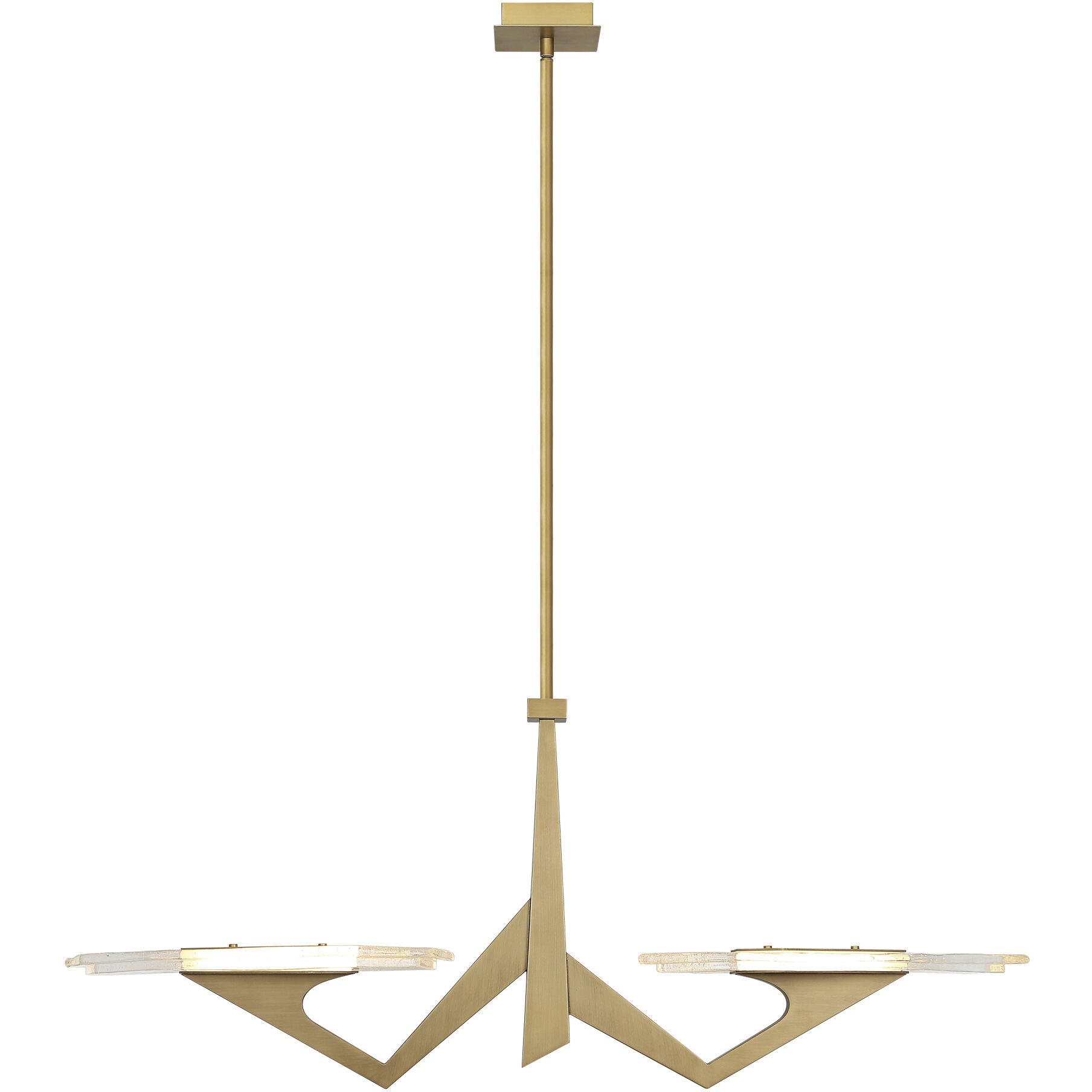 Down the Wrong Path 2 Light 59 inch Brass Kisser Linear Pendant Ceiling Light