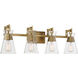 Lakewood 4 Light 32 inch Warm Brass Bathroom Vanity Light Wall Light, Essentials