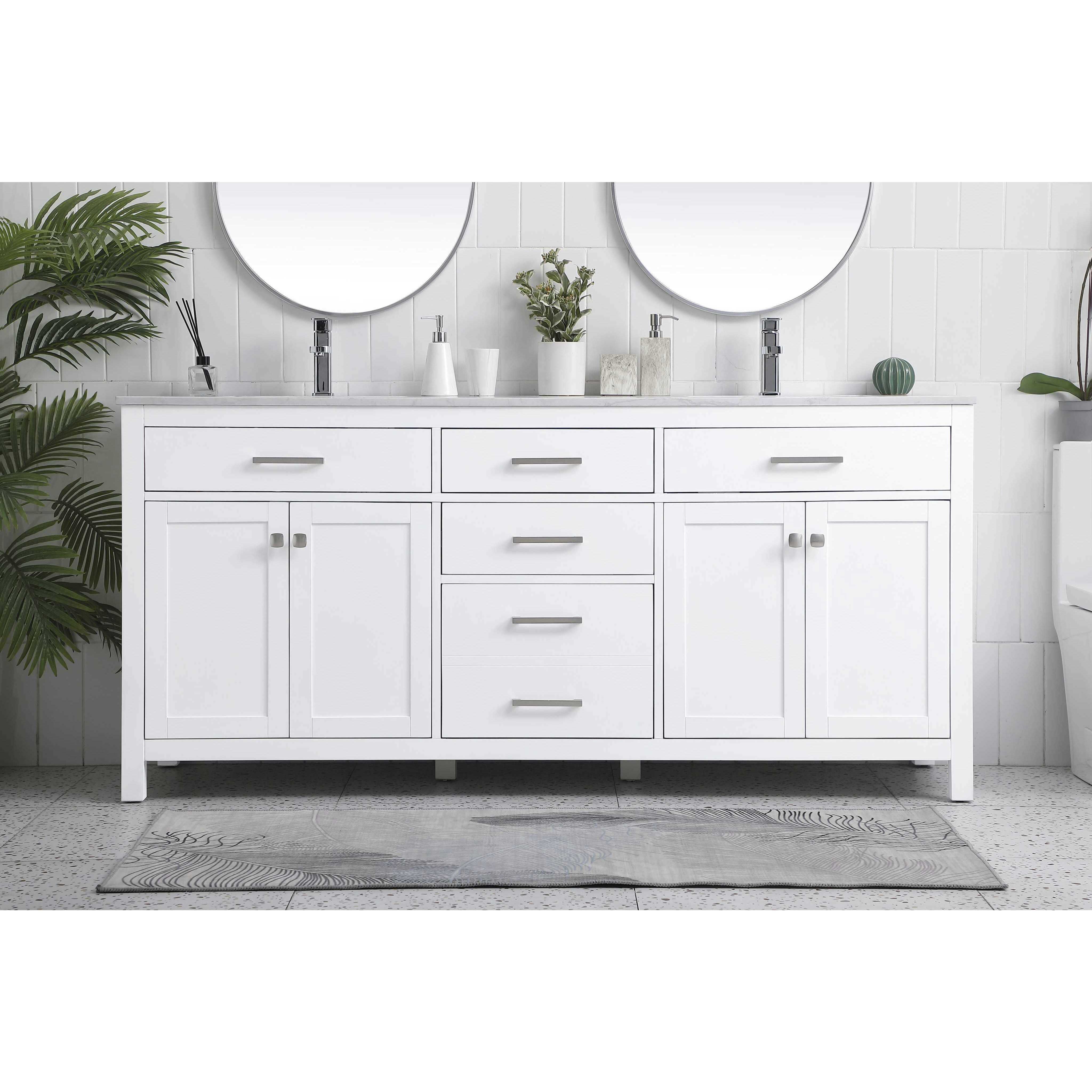 Lewis 72 X 22 X 34 inch White Vanity Sink Set
