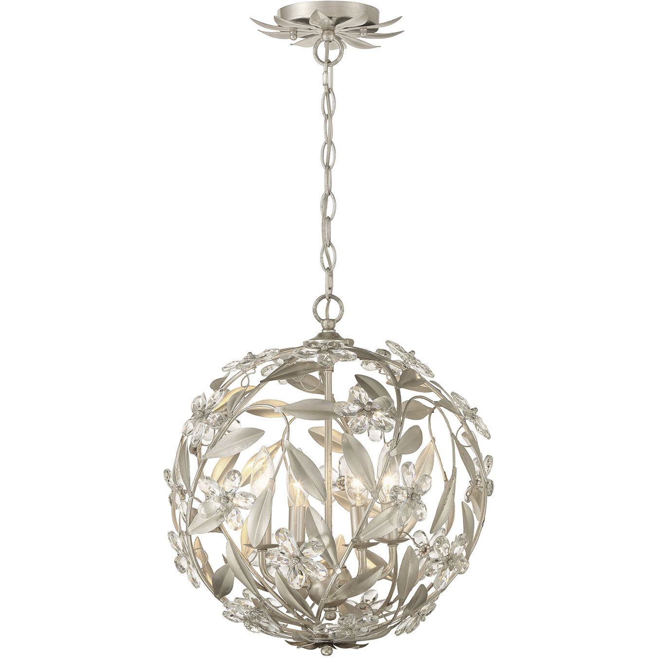 Marselle 4 Light 16.5 inch Antique Silver Mini Pendant Ceiling Light