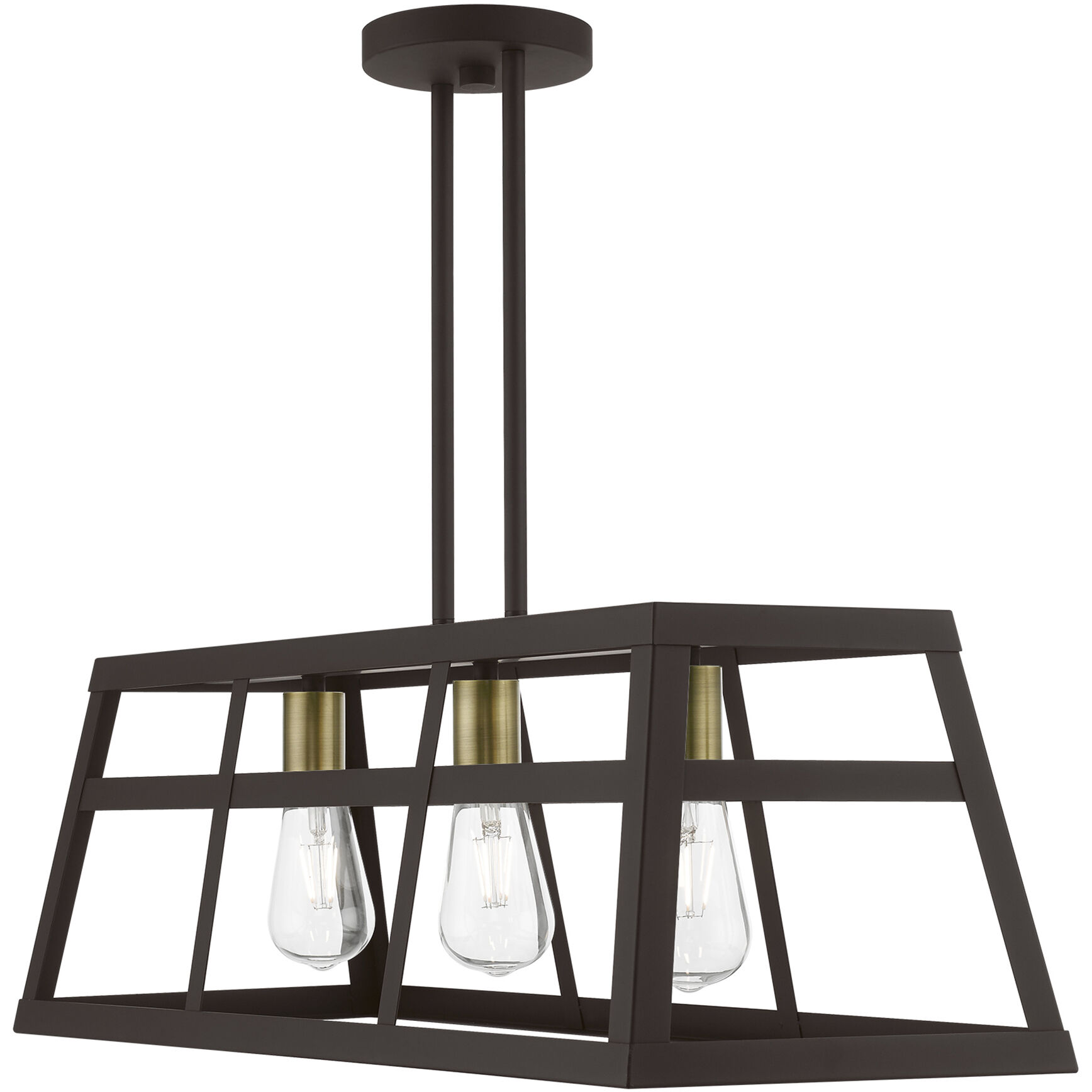 Schofield 3 Light 30 inch Bronze with Antique Brass Accents Linear Chandelier Ceiling Light