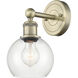 Athens Sconce Wall Light in Antique Brass, Clear