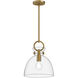 Alora Mood Waldo 1 Light 10.5 inch Aged Gold Pendant Ceiling Light in Clear Glass