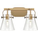 Pilaster II Cone 2 Light 17 inch Brushed Brass Bath Vanity Light Wall Light in Clear Glass