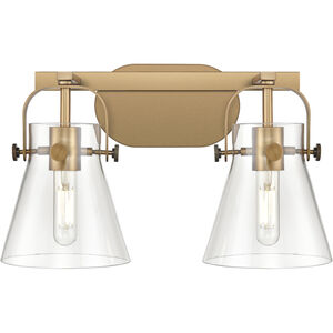 Pilaster II Cone 2 Light 17 inch Brushed Brass Bath Vanity Light Wall Light in Clear Glass