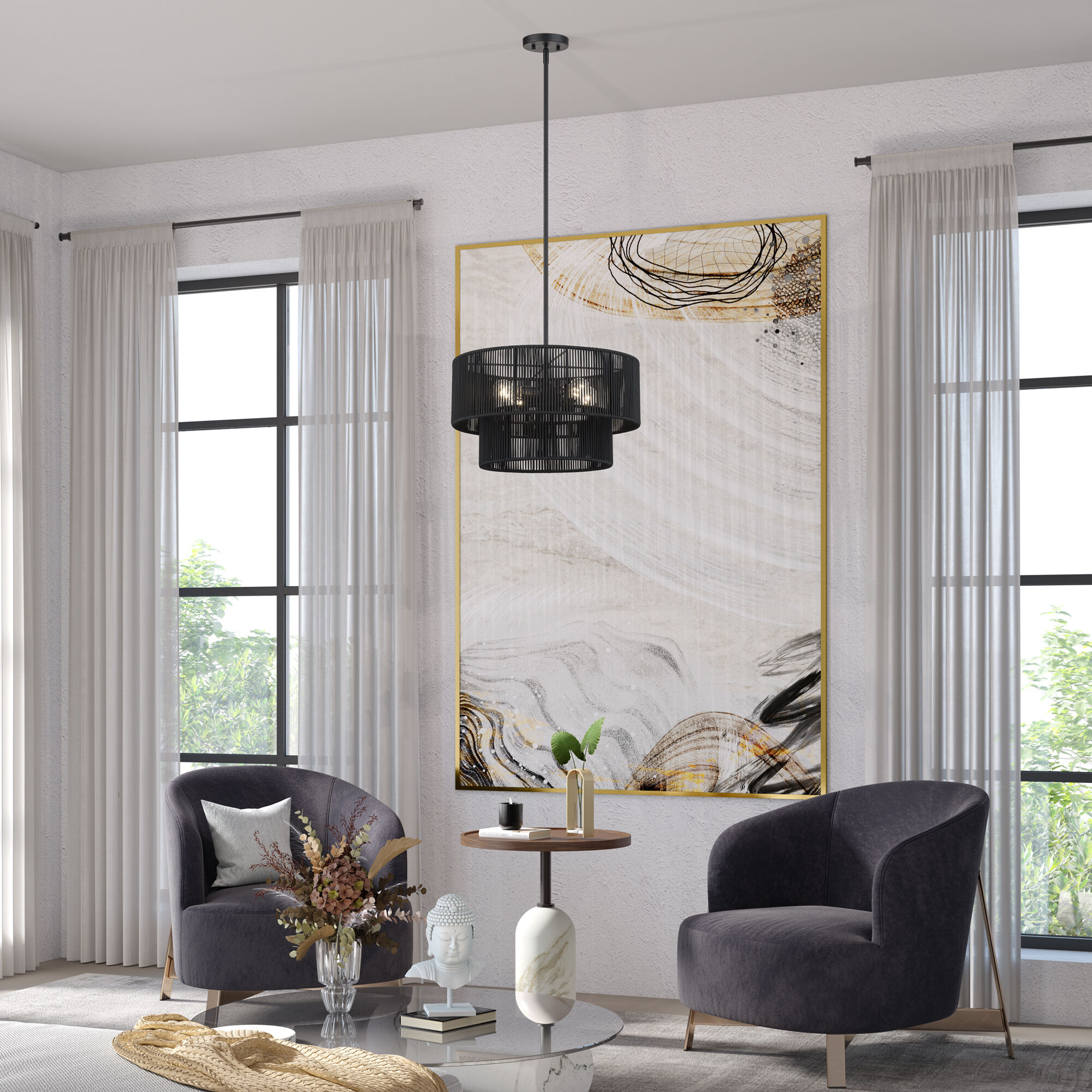 Acordia 4 Light 20 inch Black Pendant Chandelier Ceiling Light