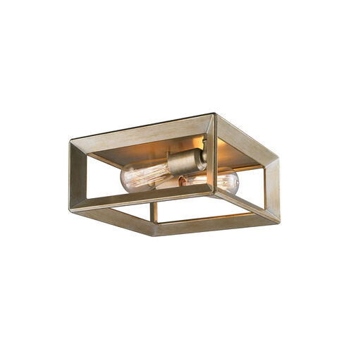 Smyth 2 Light 12 inch White Gold Flush Mount Ceiling Light, Damp