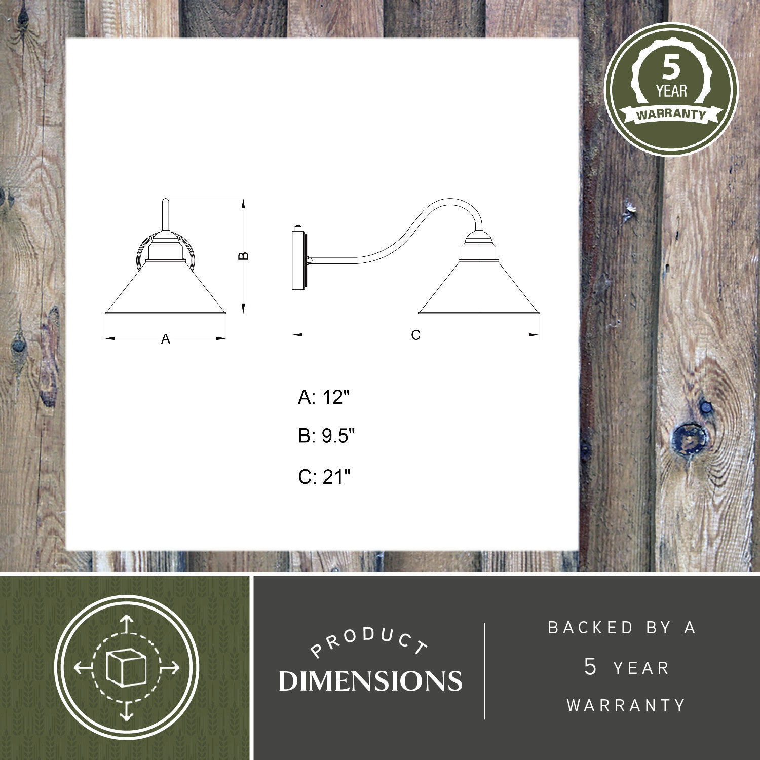 Outland LED 9.5 inch Aged Iron and Light Gold Outdoor Wall