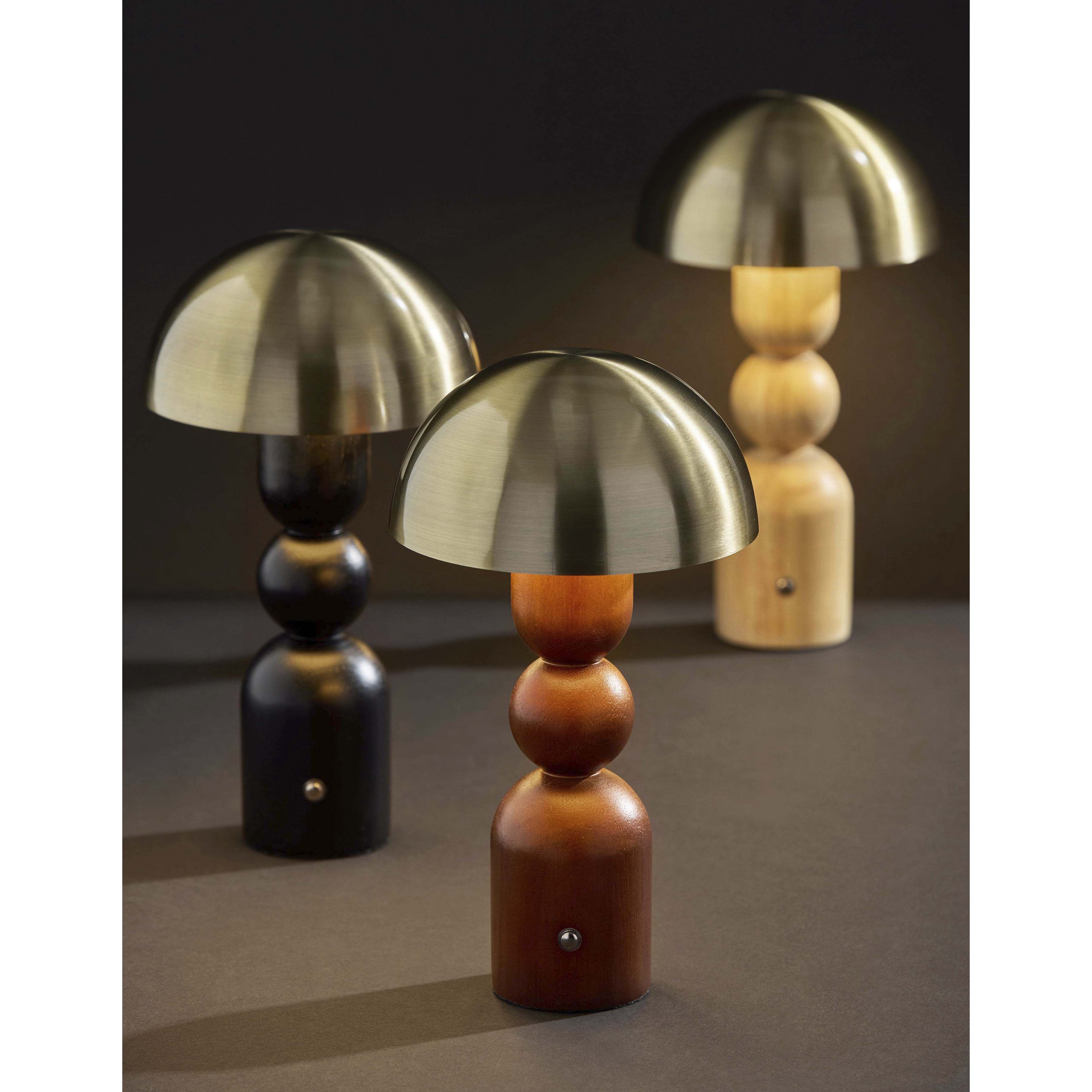 Connie 10.75 inch 2.00 watt Walnut and Antique Brass Cordless Table Lamp Portable Light