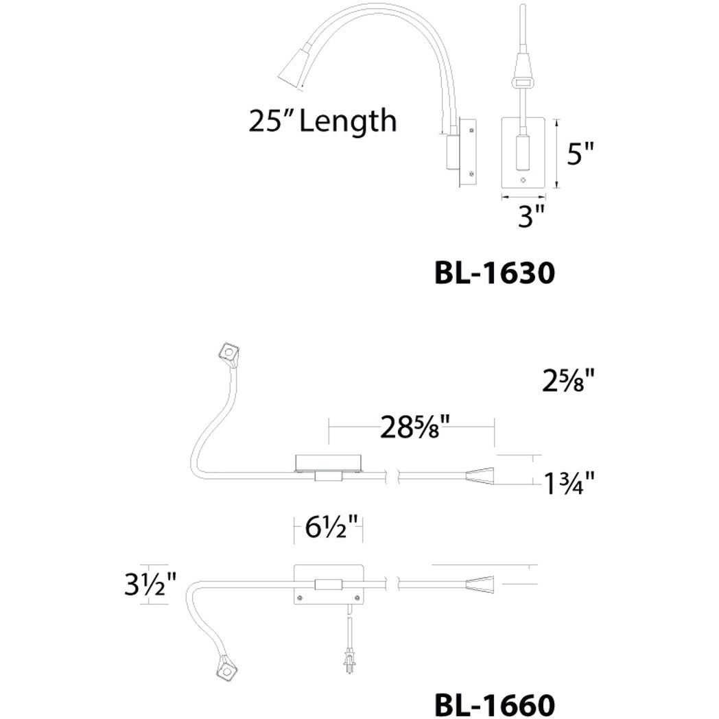 Stretch Reading Light Wall Light in White, dweLED