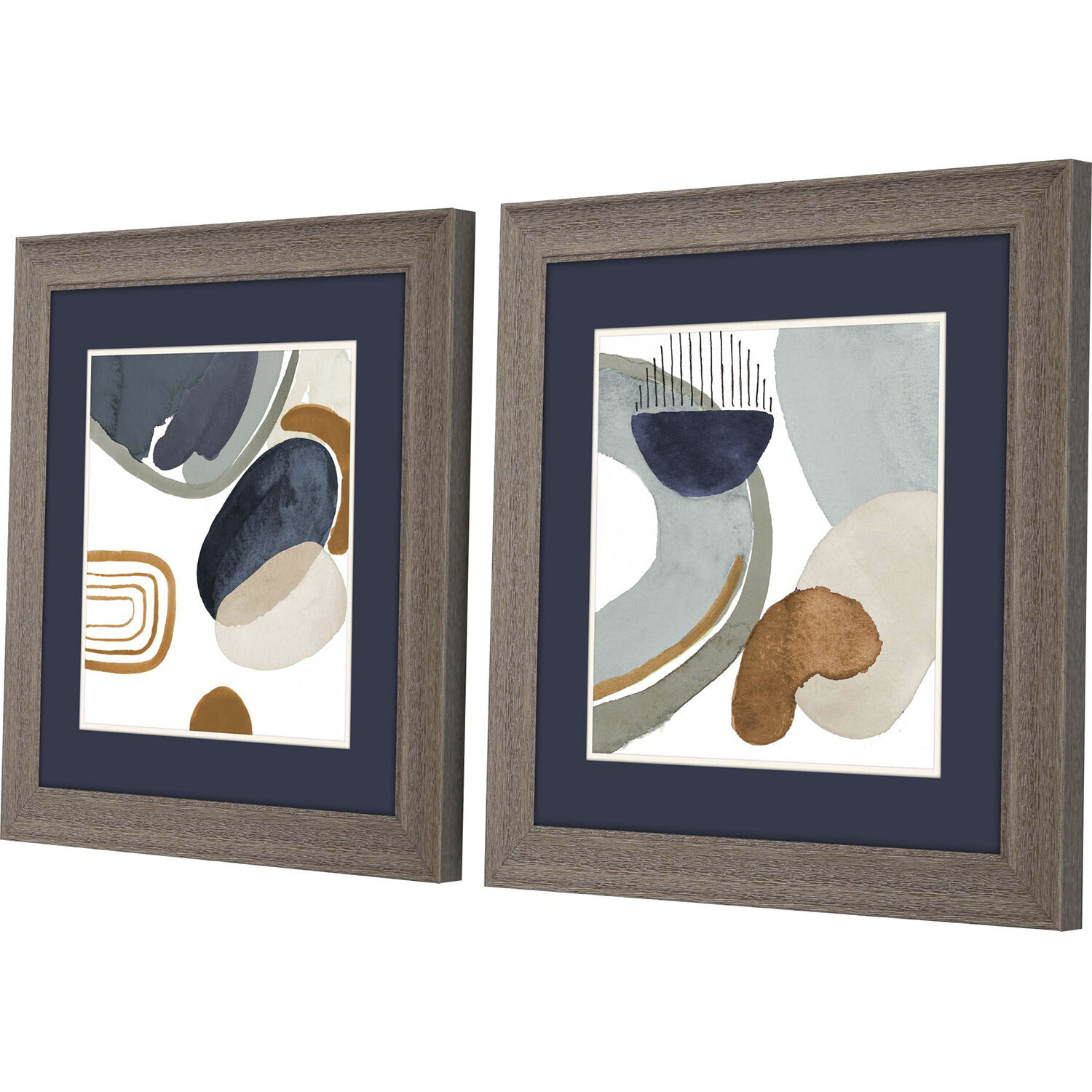 Abstract Blue and Orange and Gray Framed Art, Propac