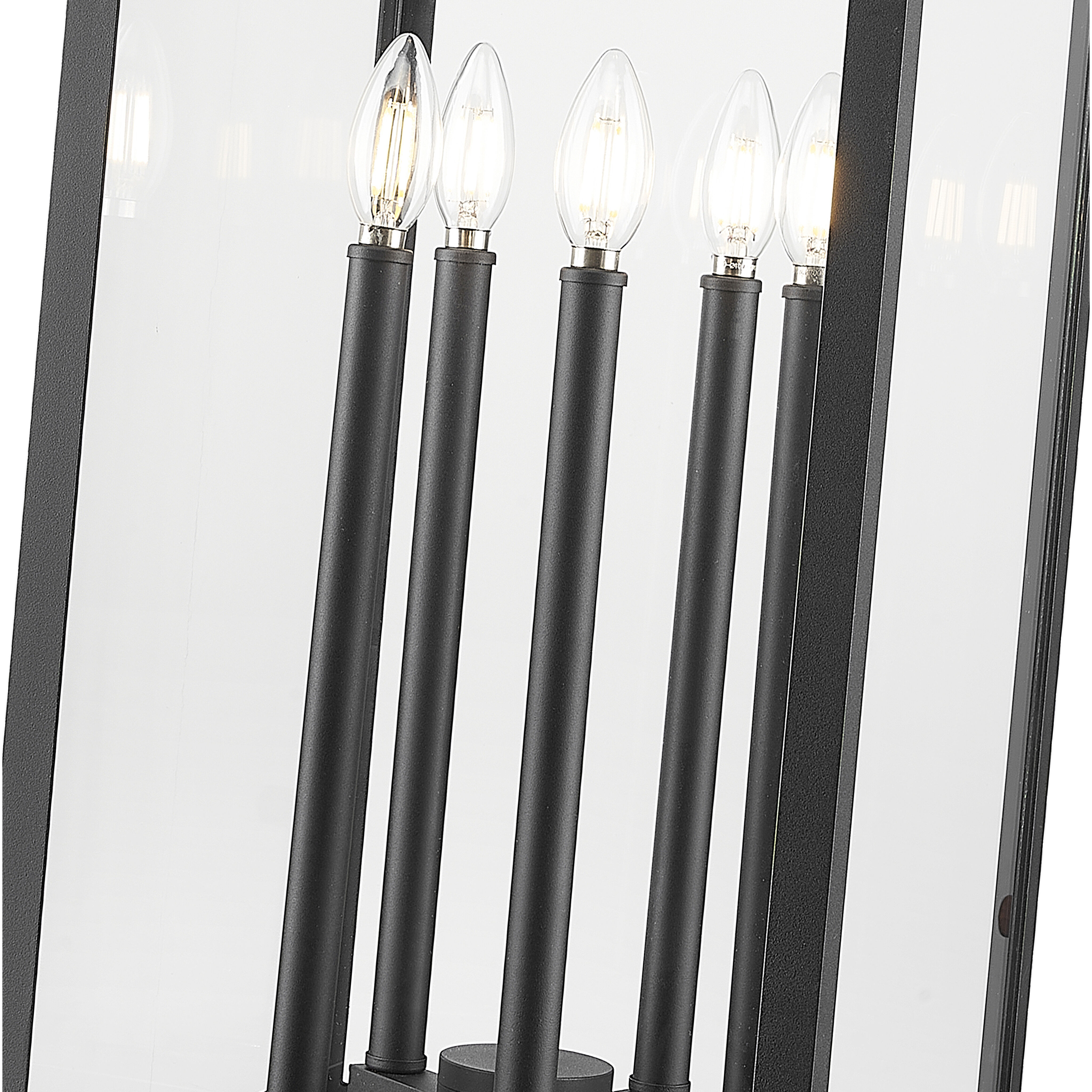 Nova 5 Light 36.75 inch Black Outdoor Pier Mounted Fixture in Clear Glass