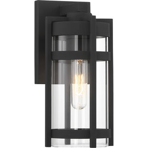 Tofino 1 Light 11 inch Textured Black and Clear Seeded Outdoor Wall Lantern, Small