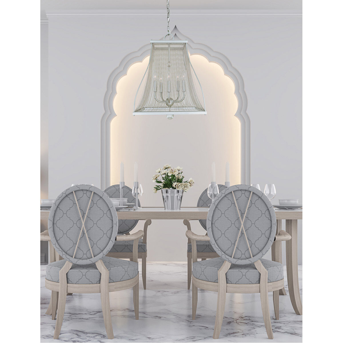 Harrison 5 Light 18 inch Satin Pewter/Polished Nickel Dining Chandelier Ceiling Light