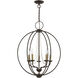 Arabella 5 Light 22 inch Bronze with Antique Brass Finish Candles Chandelier Ceiling Light, Globe