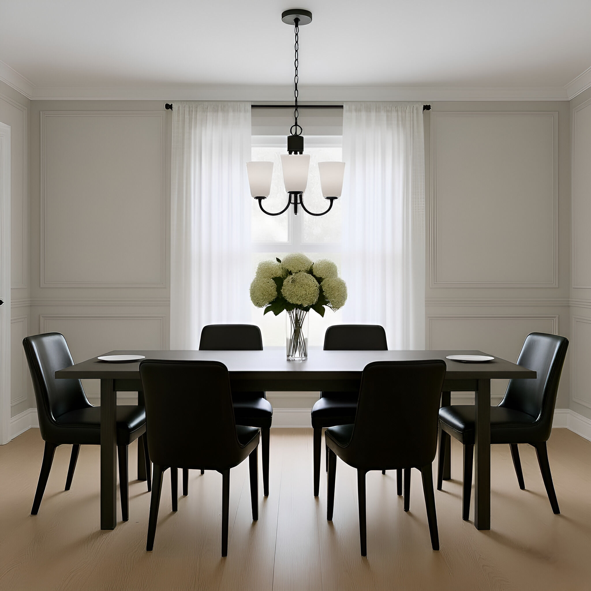 Miles 3 Light 21.5 inch Midnight Black Chandelier Ceiling Light