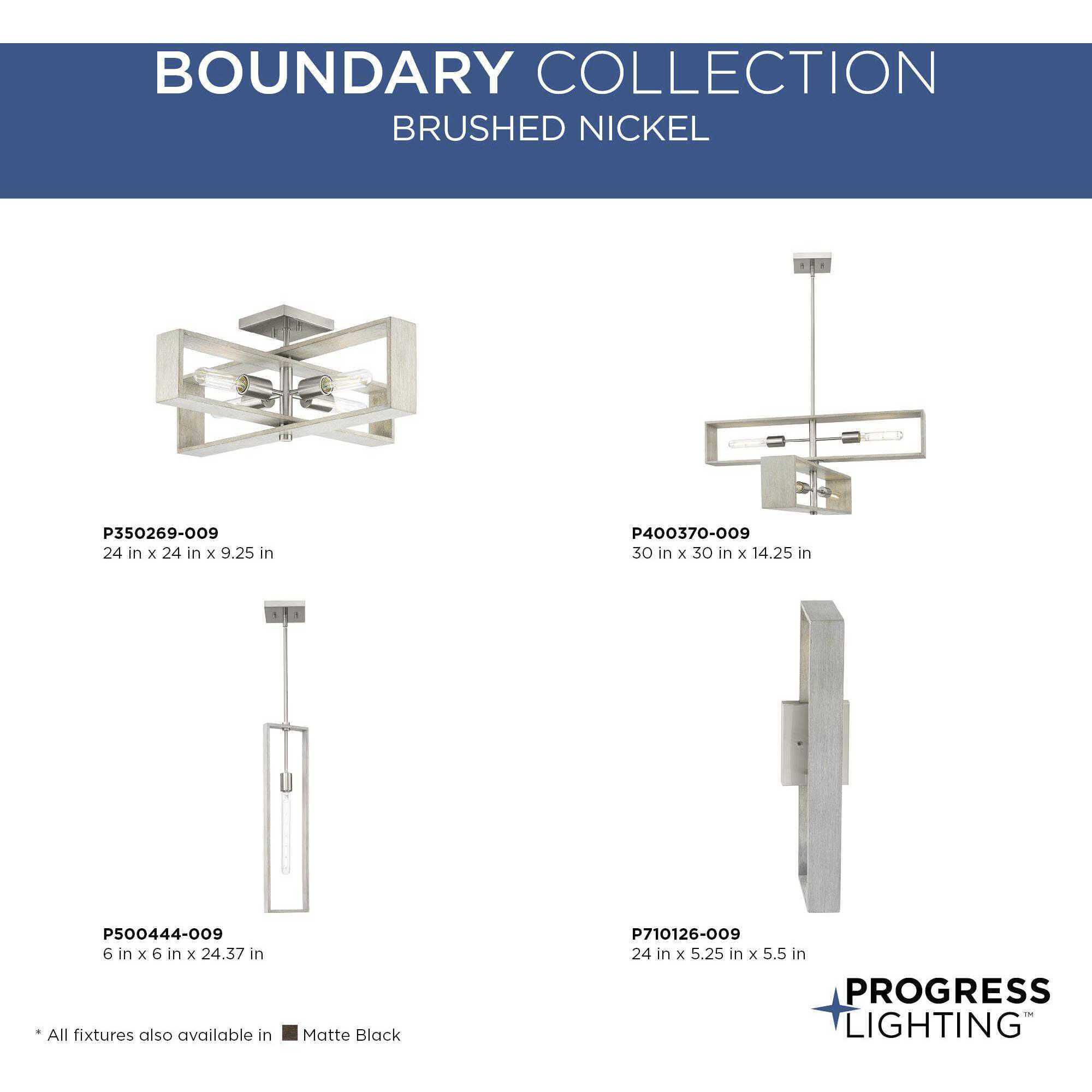 Boundary 4 Light 24 inch Brushed Nickel Semi-Flush Mount Ceiling Light, Design Series