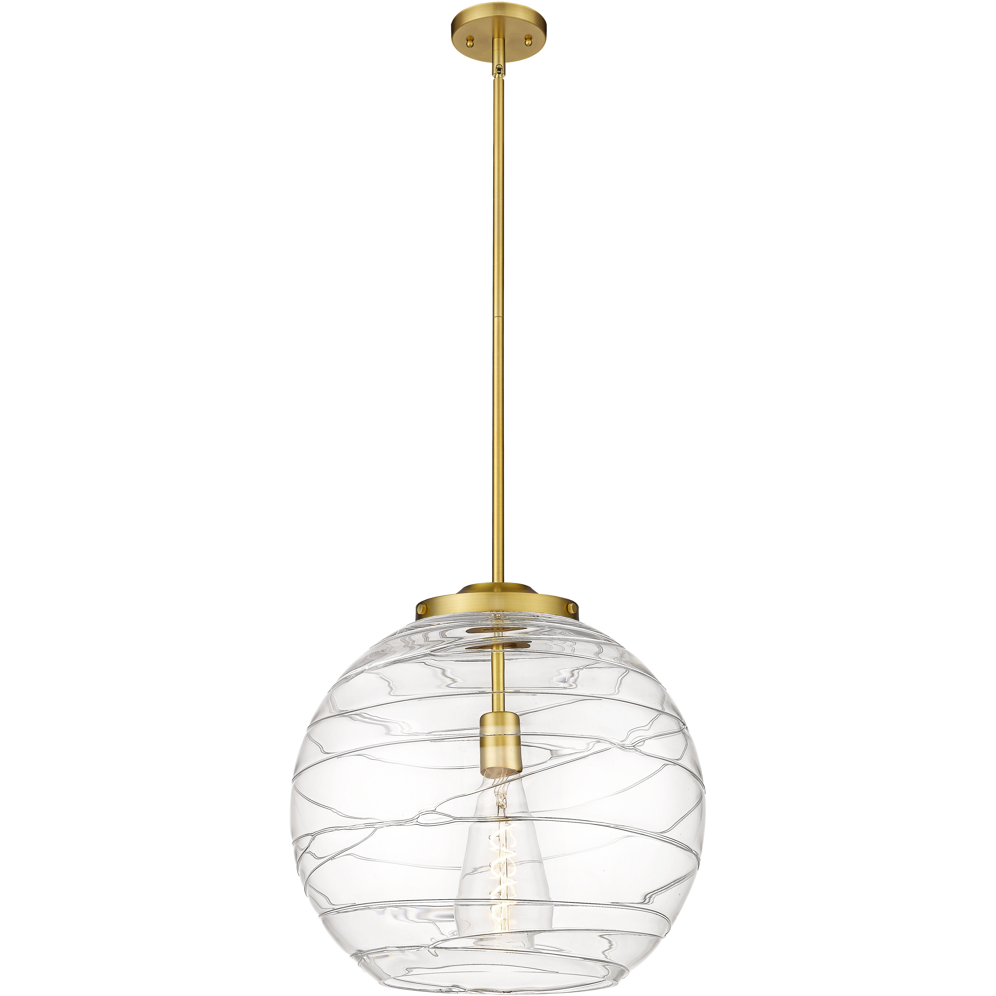 Ballston Athens Deco Swirl LED 15.75 inch Satin Gold Pendant Ceiling Light in Clear Deco Swirl