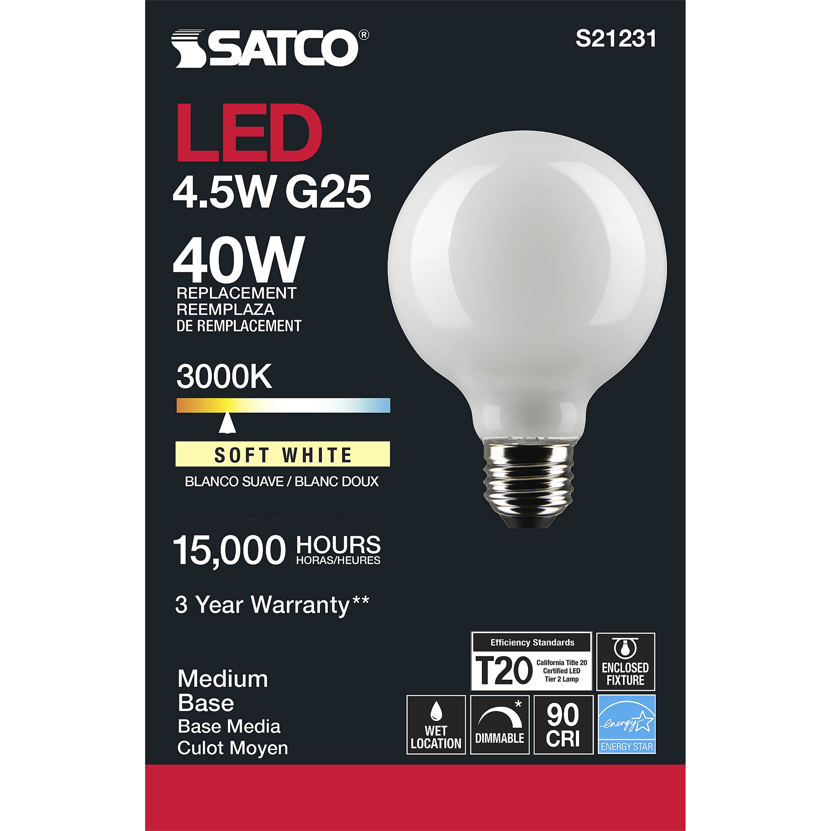 Lumos LED Medium Medium 4.50 watt 3000K LED Filament
