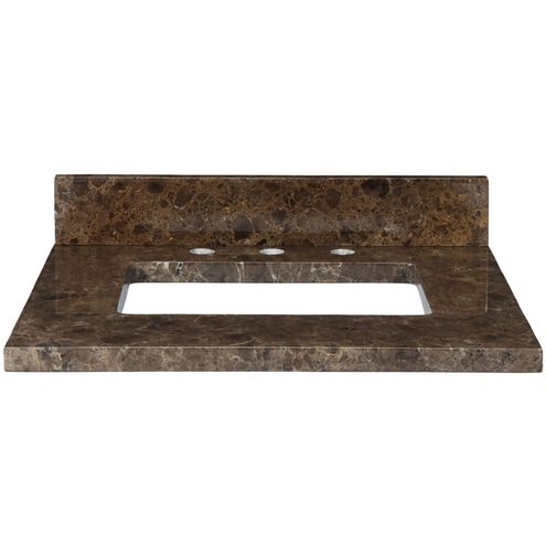 Stone Top 25 X 22 X 1 inch Dark Brown with Light Brown Vanity Top in Dark Emperador Marble, Undermount Sink