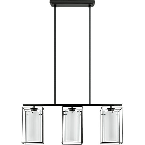 Loncino 3 Light 29.3 inch Structured Black Linear Pendant Ceiling Light