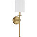 Traditional 1 Light 5 inch Natural Brass Wall Sconce Wall Light
