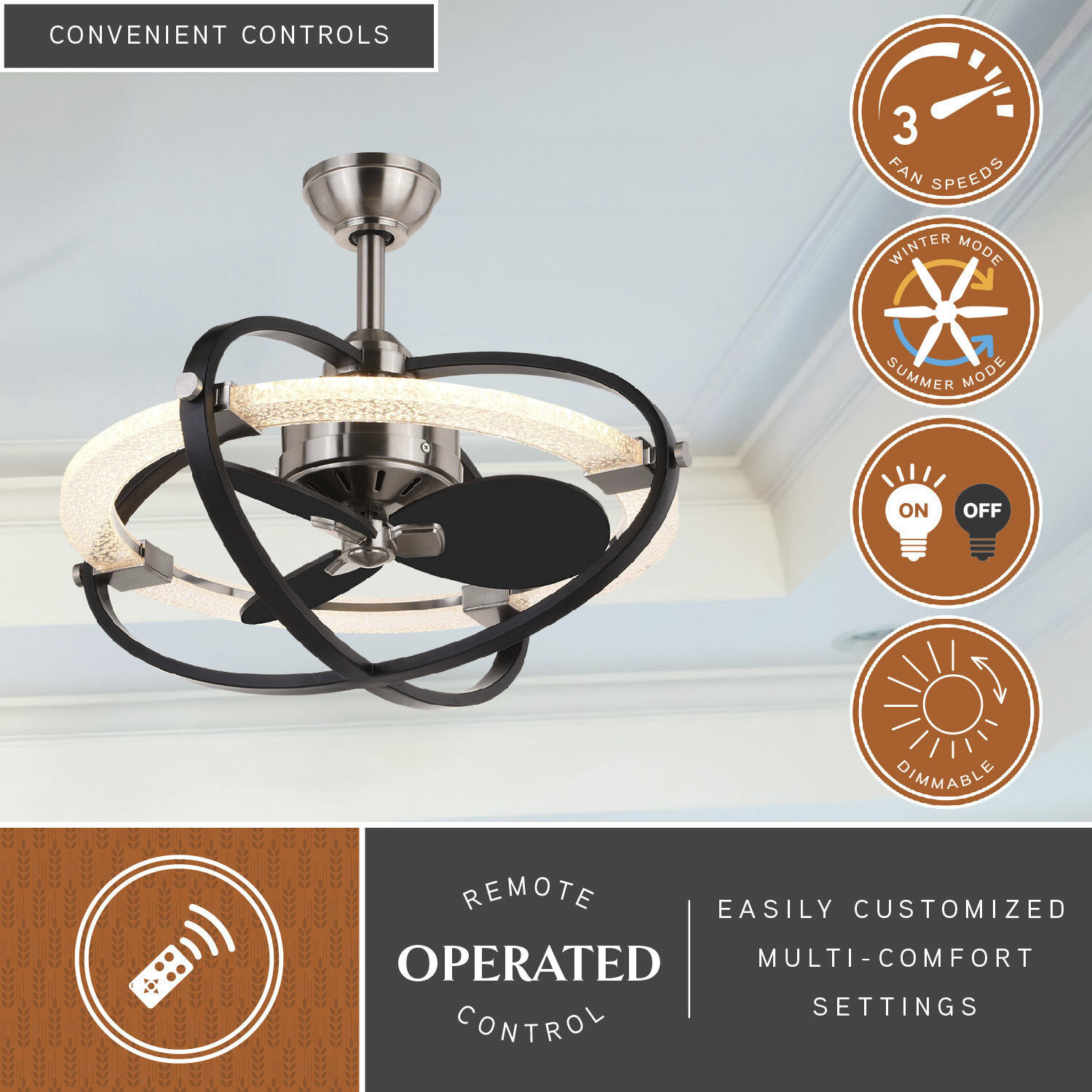 Galileo 7.72 inch Satin Nickel and Black with Matte Black Blades Ceiling Fan