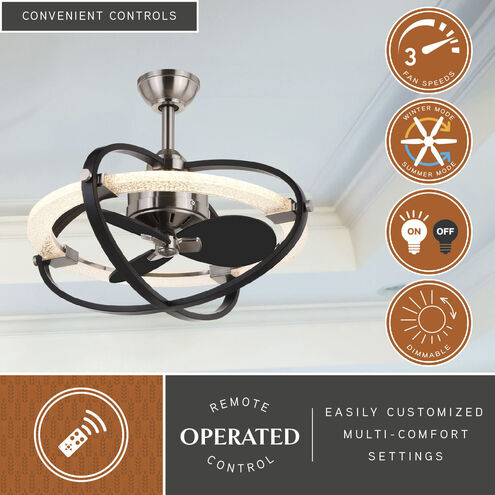 Galileo 7.72 inch Satin Nickel and Black with Matte Black Blades Ceiling Fan