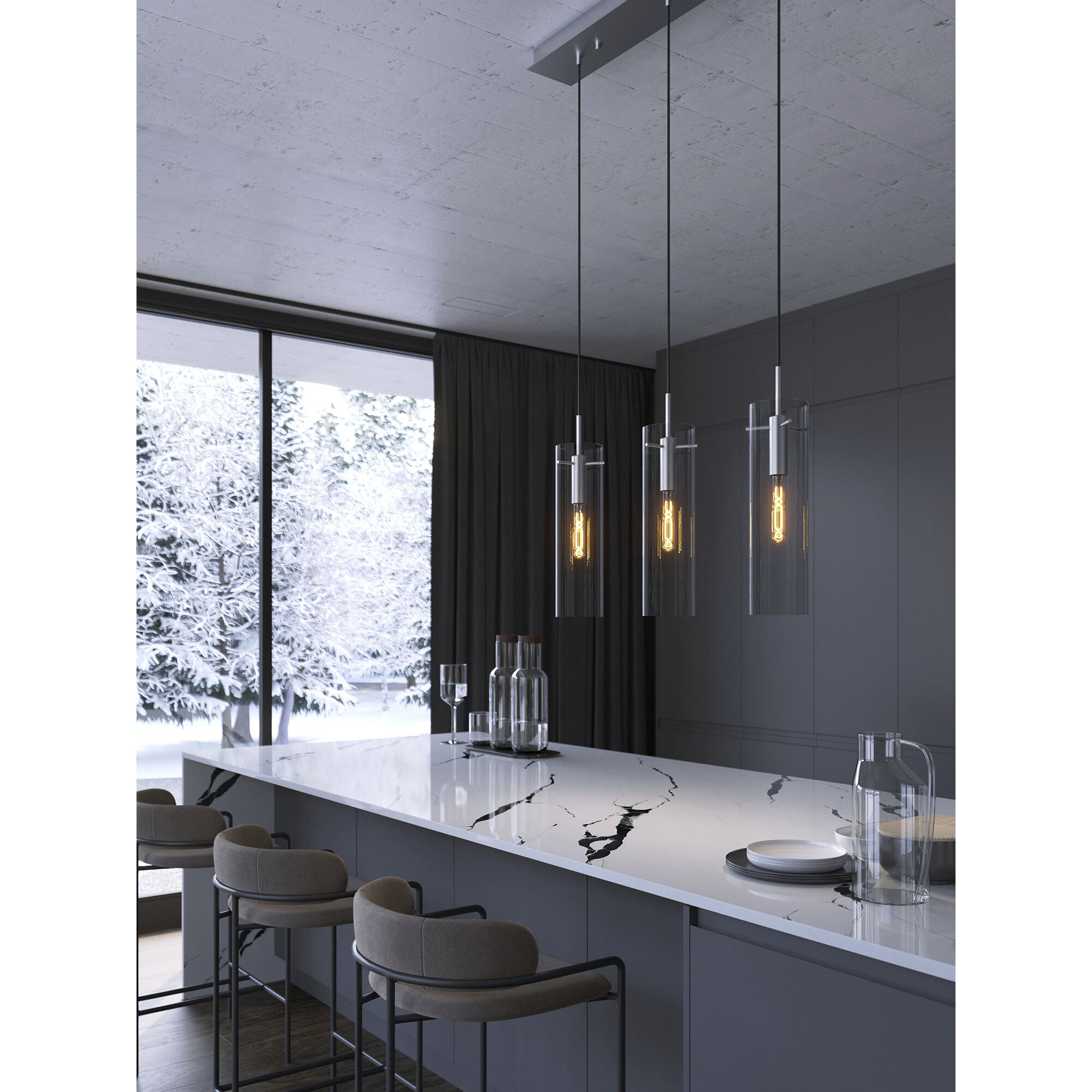 Vista Linear Pendant Ceiling Light in Satin Nickel